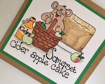 Somerset Cider apple cake mouse card and recipe for any occasion