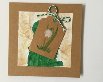 Snowdrop. rustic style card for any occasion