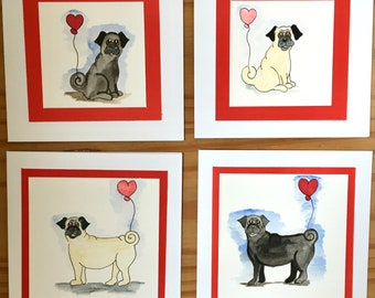 Pug love charity card for any ocassion