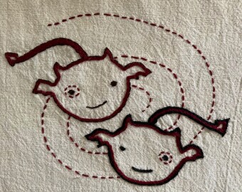 DOUBLE DEVILS - Hand Embroidery Pattern PDF