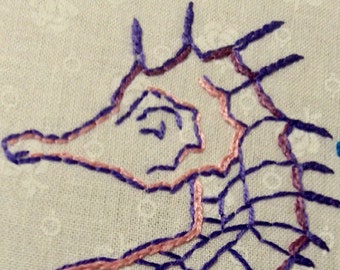 Art Deco Sea Horse - Hand Embroidery PDF Pattern