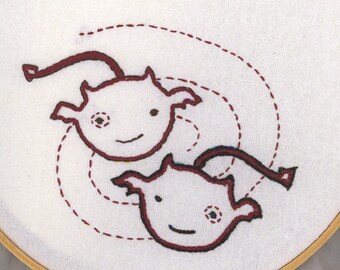 DOUBLE DEVIL - Hand Embroidery Pattern PDF