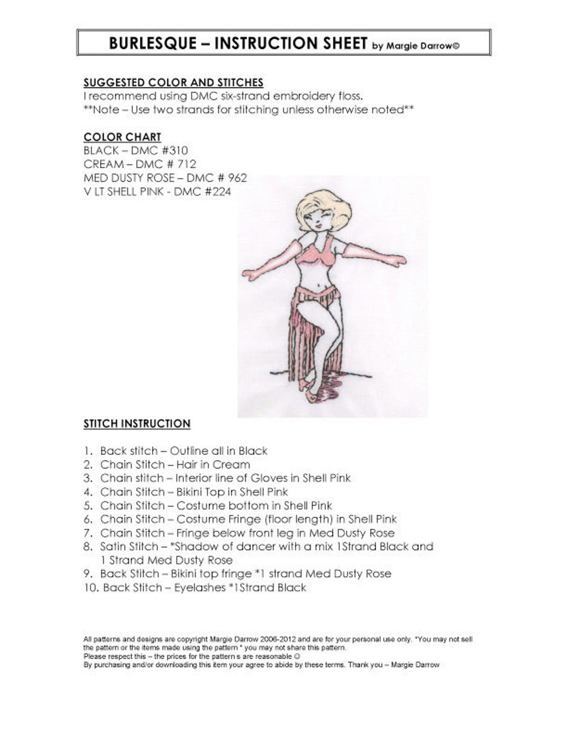 BURLESQUE - Hand Embroidery Pattern PDF - Etsy