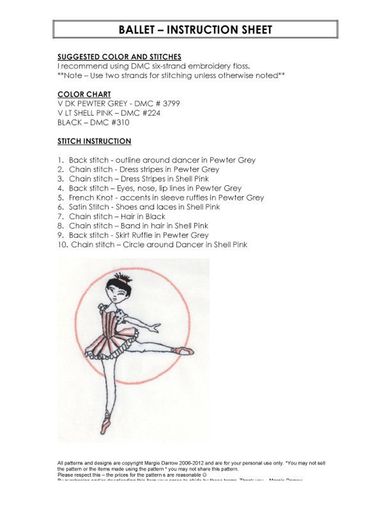 BALLET Hand Embroidery Pattern PDF image 4