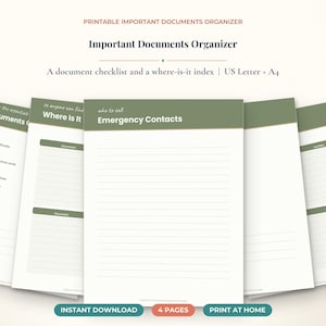 Family Binder Printable, Important Documents Organizer, Emergency Info Checklist (Digital Download)