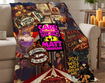 Circus Carnival Throw Blanket, Whimsical Fantasy Character Blanket, Colorful Theater Decor, Cozy Couch Cover, Unique Gift for Movie Fans