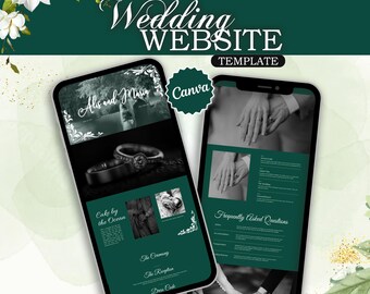 wedding website, wedding website template with RSVP, wedding website invitation, Old Money, Editable Canva Design (Digital Download),