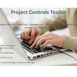Könnte beinhalten: Projektsteuerungs-Toolkit mit Excel- und Word-Vorlagen für Projektcharta, RAID-Protokoll, Entscheidungslogbuch, Änderungsregister, Maßnahmenliste und Lessons-Learned-Register, inklusive RAG-Status und echtem PMO-Format für Projektmanager.