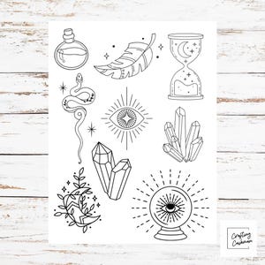 Mystical Collection Hand Embroidery Printable Pattern, PDF