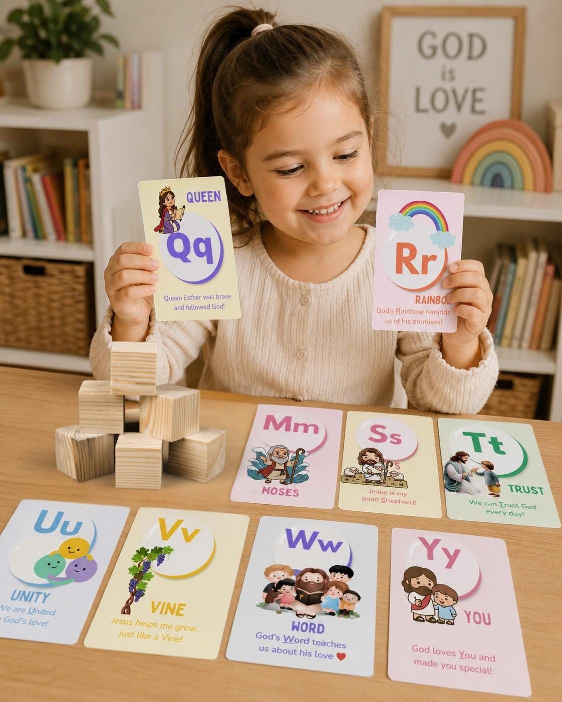 Christian Alphabet Flash Cards Bible Learning Printables (Digital Download)