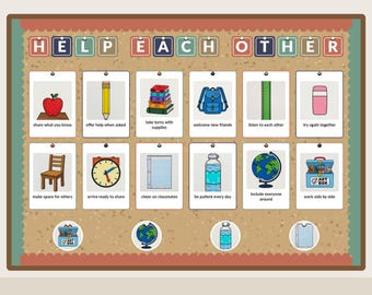 Bulletin Board Kit, Helping Hands Classroom Decor, Back To School Printable Set, Teacher Resource For Elementary Grades