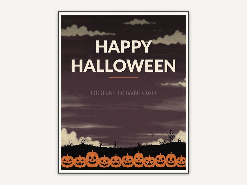 Halloween printable wall art design from the 120 print bundle shown framed