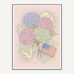 Hydrangeas with lace and flag motif