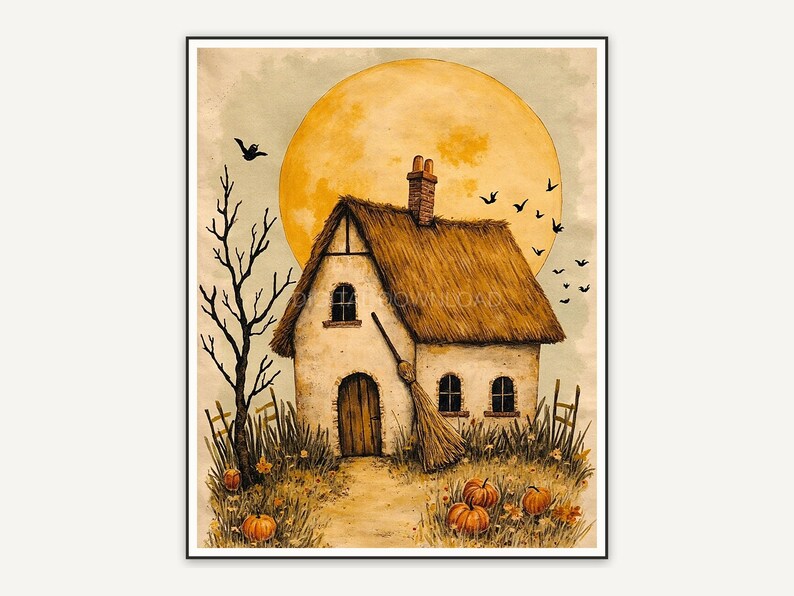 Halloween printable wall art design from the 120 print bundle shown framed