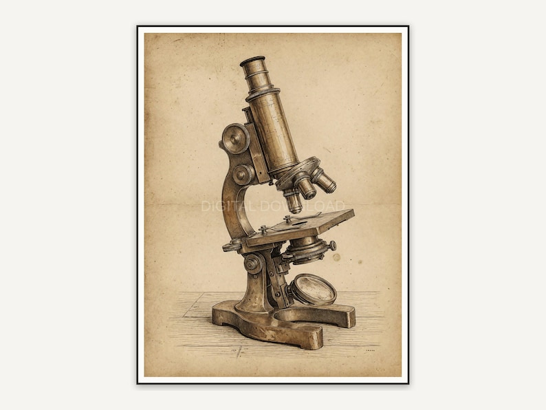 Sepia microscope illustration on aged paper