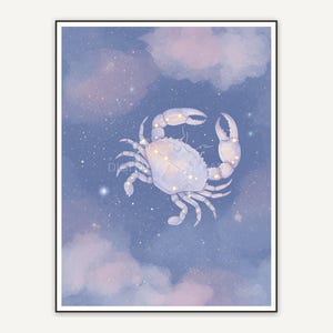 Cancer constellation in soft watercolor with stars