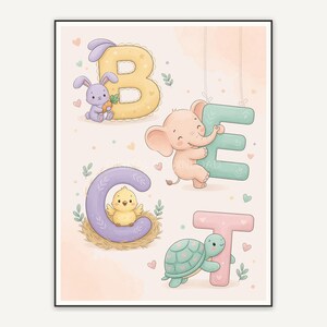 Baby duck with letter D in pastel tones
