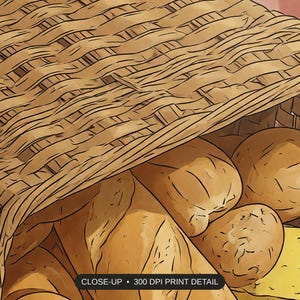 Close-up print detail of the vintage picnic still lifes artwork at 300 DPI