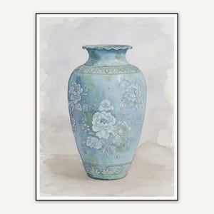 Tall blue urn with relief