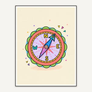 Compass icon print on cream