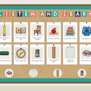 Respectful Class bulletin board kit assembled on a classroom board