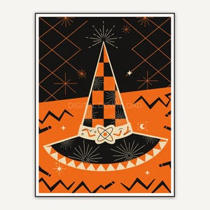 Clean lined witch hat in orange and black blocks