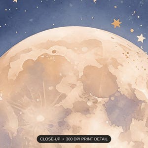 Close-up print detail of the celestial artwork at 300 DPI
