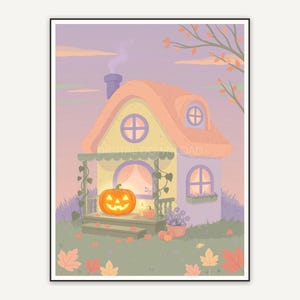Cozy cottage with jack-o-lantern porch