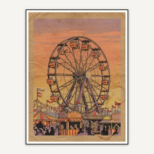 Ferris wheel silhouette on kraft paper