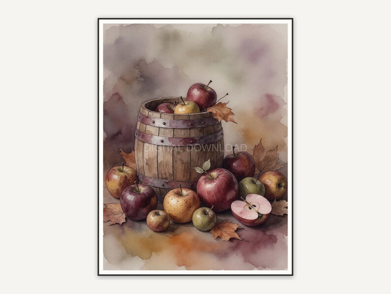 Wooden barrel and apples