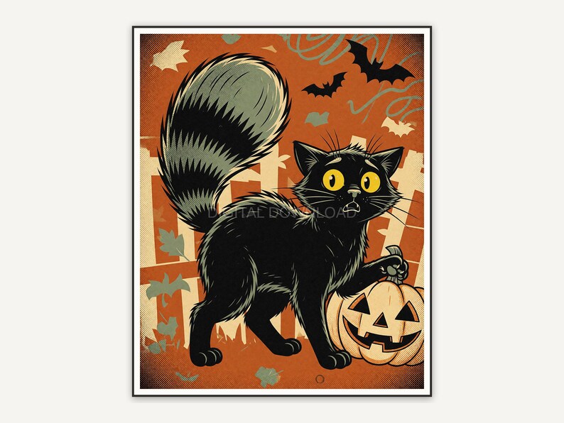 Halloween printable wall art design from the 120 print bundle shown framed