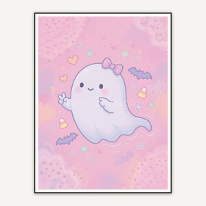 Plump friendly ghost in soft pink creepy cute style