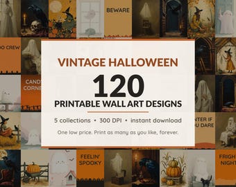 Printable Halloween Mega Bundle, 120 Prints, Spooky Gallery Wall, Vintage Decor, Digital Download