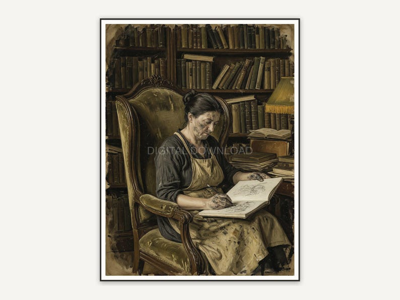 Artist in wingback chair