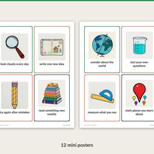 12 Curious Minds mini posters with captions