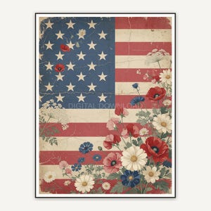 Faded flag with summer florals in muted tones