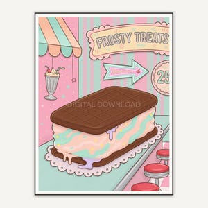retro ice cream sandwich print