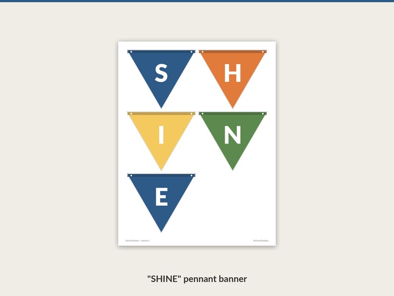 Pennant banner spelling SHINE