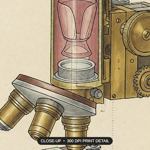 Close-up print detail of the vintage science lab prints artwork at 300 DPI