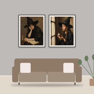Crackled Portrait Studies printable art framed above a sofa in a styled living room