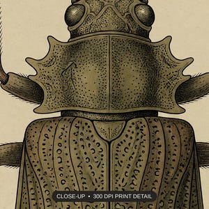 Close-up print detail of the educational entomology art artwork at 300 DPI