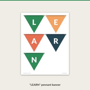 Pennant banner spelling LEARN