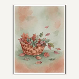 woven basket with leaves fall still life