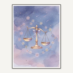 Libra constellation in soft watercolor with stars