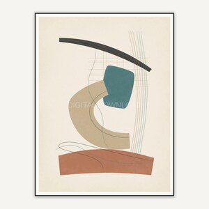 Japandi abstract with curved blocks in earth tones