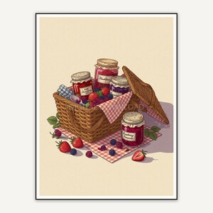 vintage basket with berries print