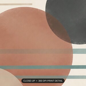 Close-up print detail of the japandi mid-century modern abstract artwork at 300 DPI