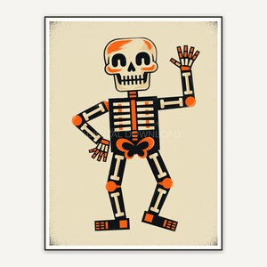 Block style skeleton figure Halloween graphic