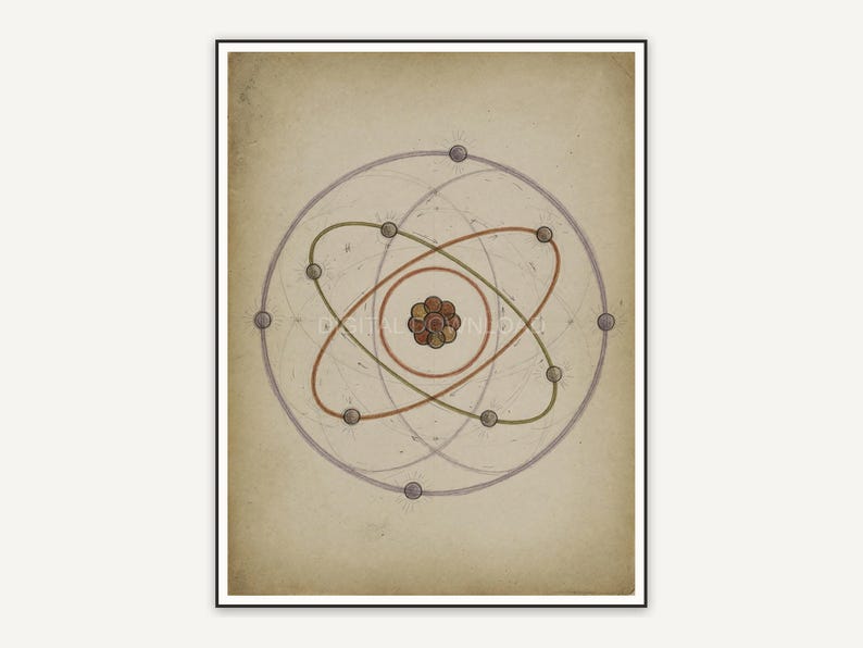 simple atom model line drawing