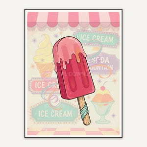 retro popsicle on stick print